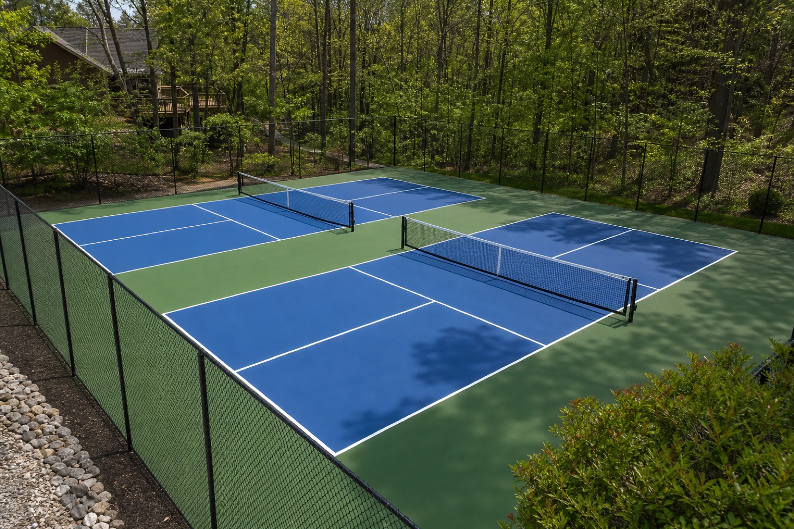Resurfaced tennis court converted into dedicated pickleball courts