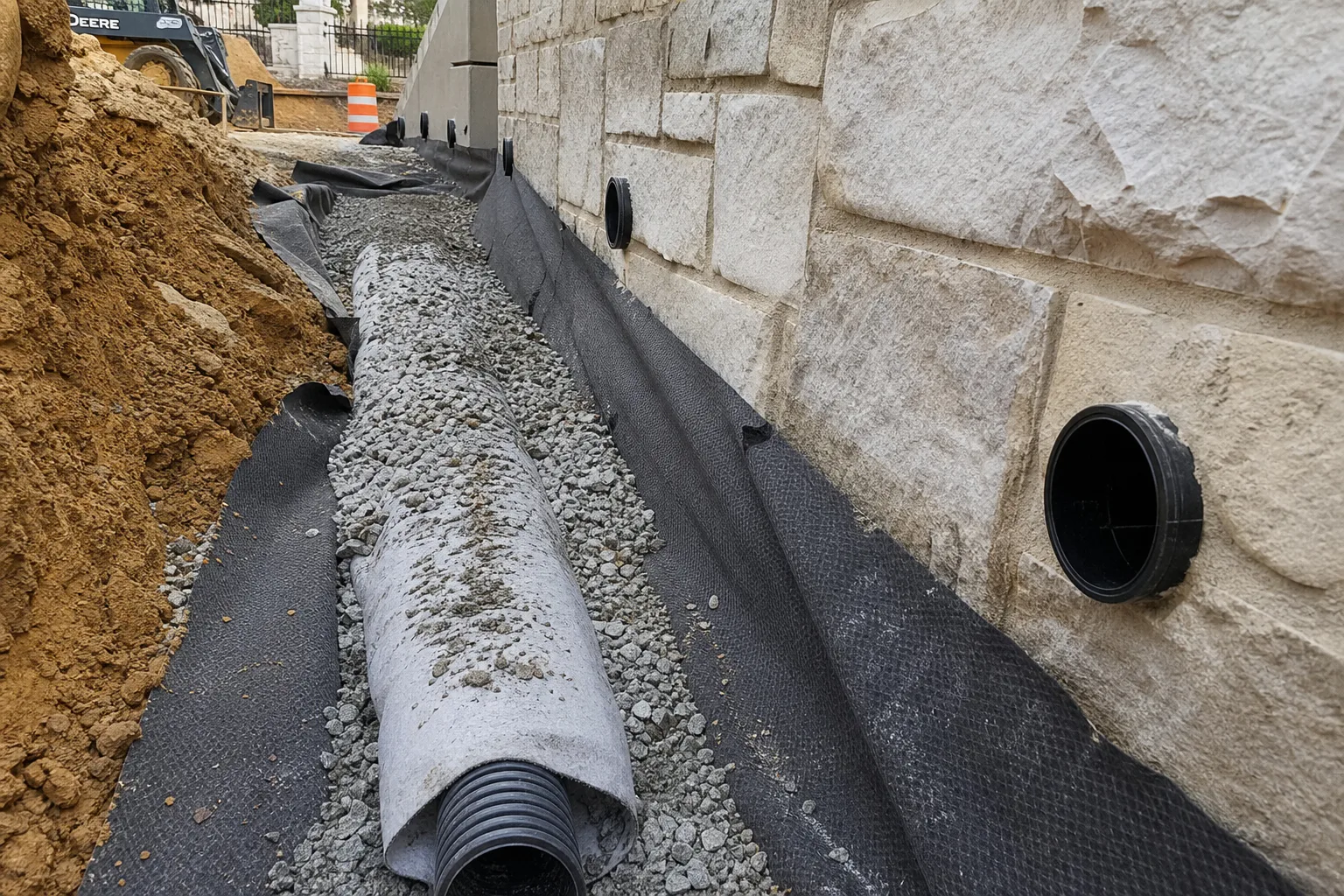 Subsurface drainage behind the Anchorage retaining system
