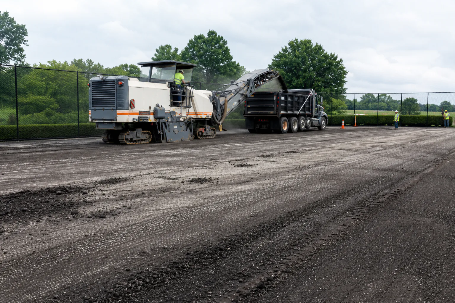 Asphalt milling during the tennis-to-pickleball conversion