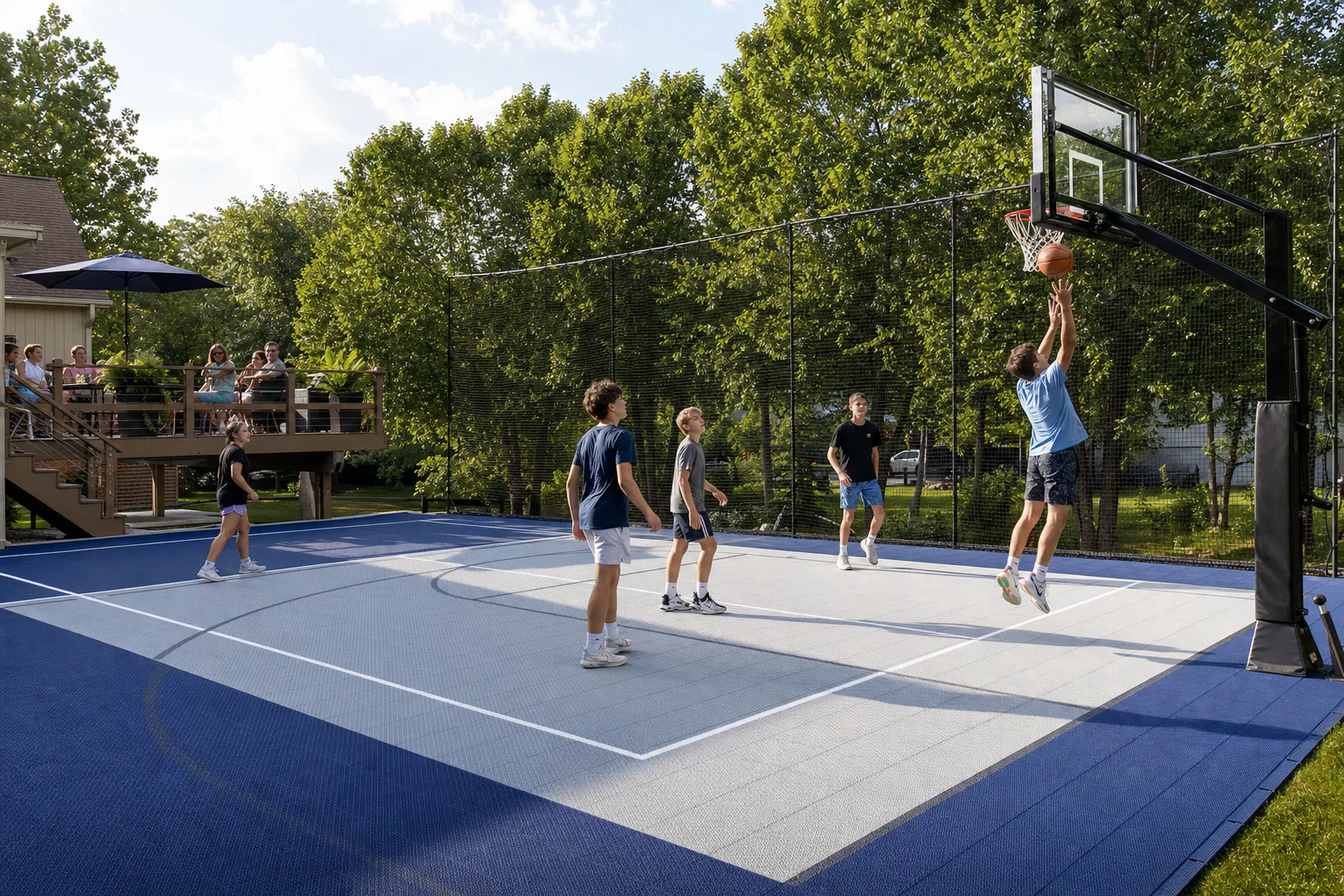 Completed Bowling Green court configured for basketball