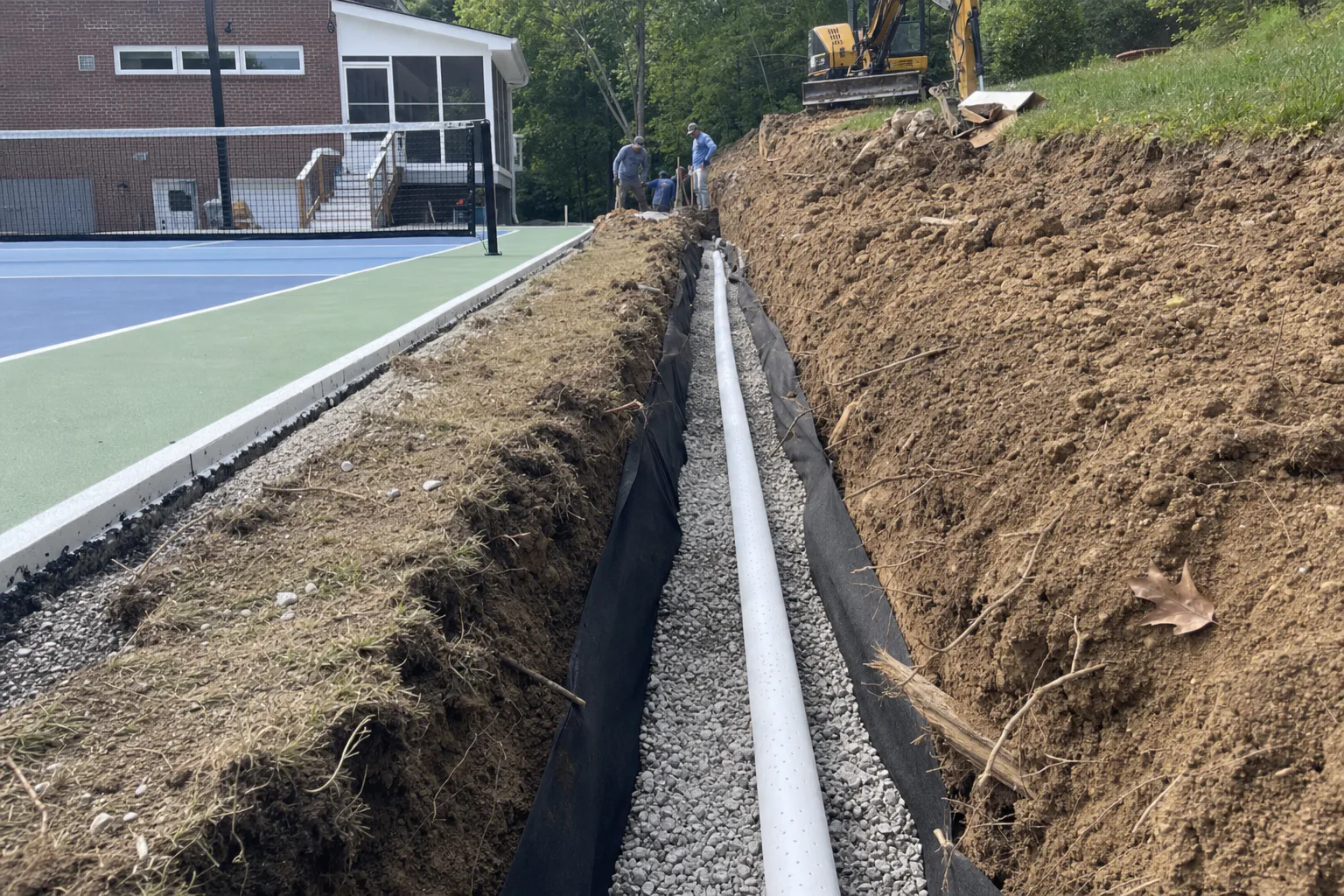 Drainage installation beside the Chevy Chase court footprint