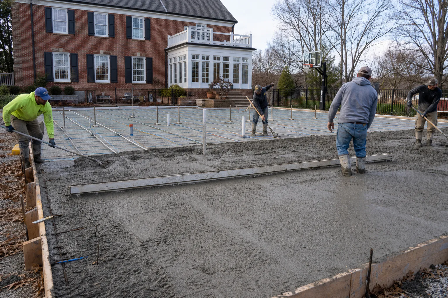 Concrete foundation construction for the Chevy Chase pickleball court