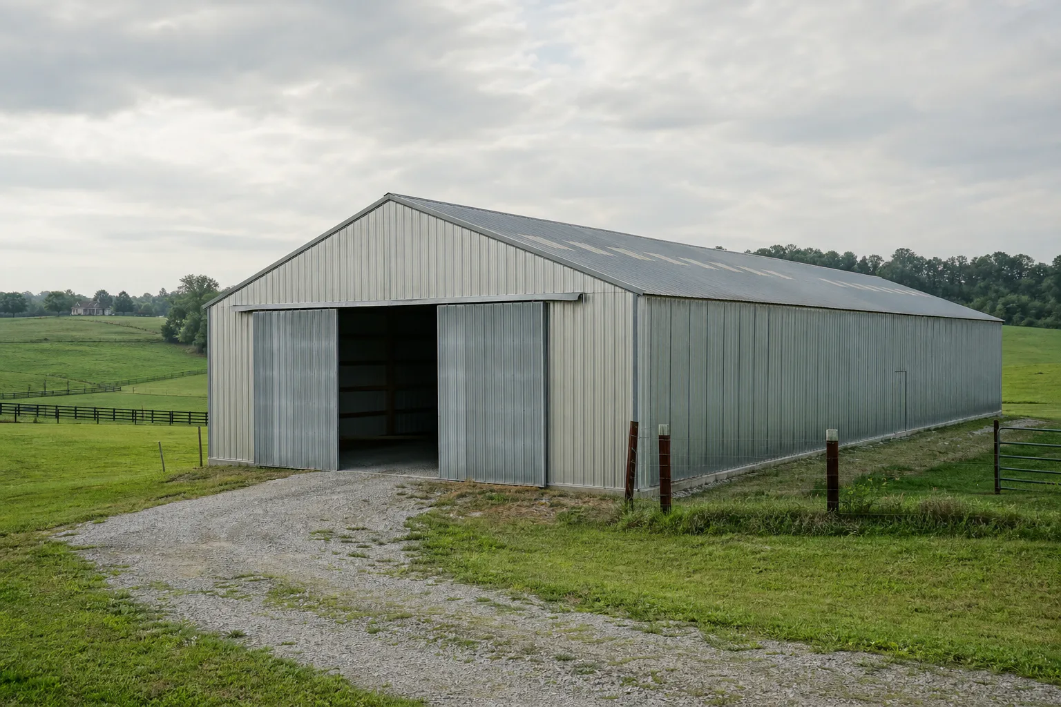 Exterior of the Georgetown pole barn before court conversion