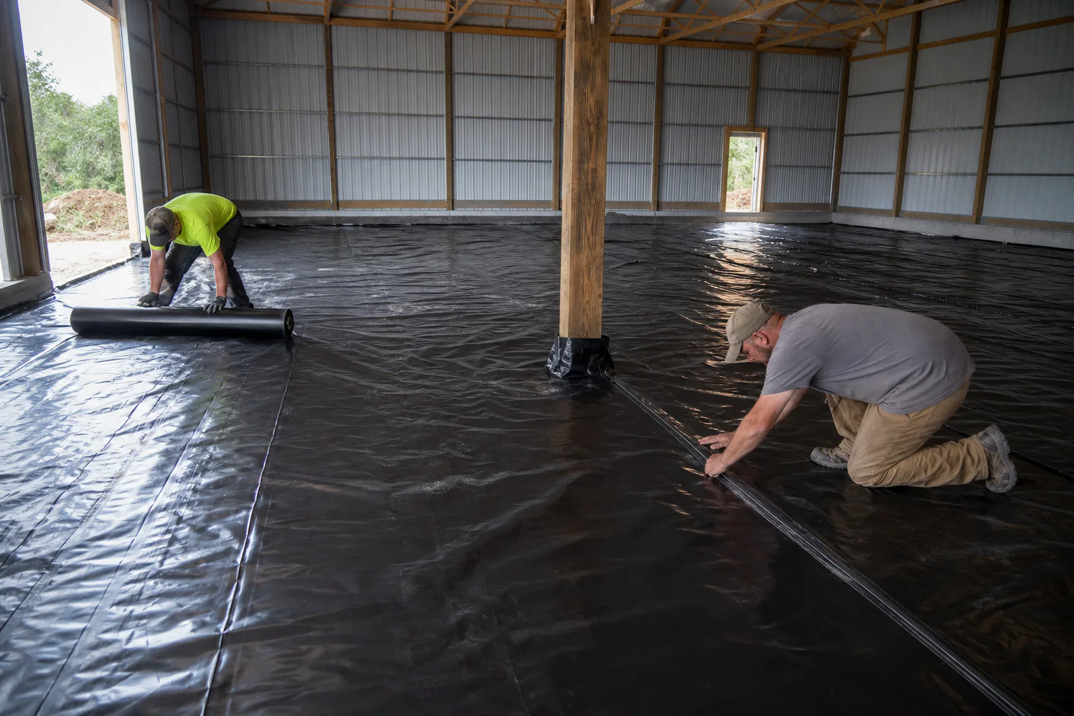 Vapor barrier installed beneath the Georgetown indoor court slab