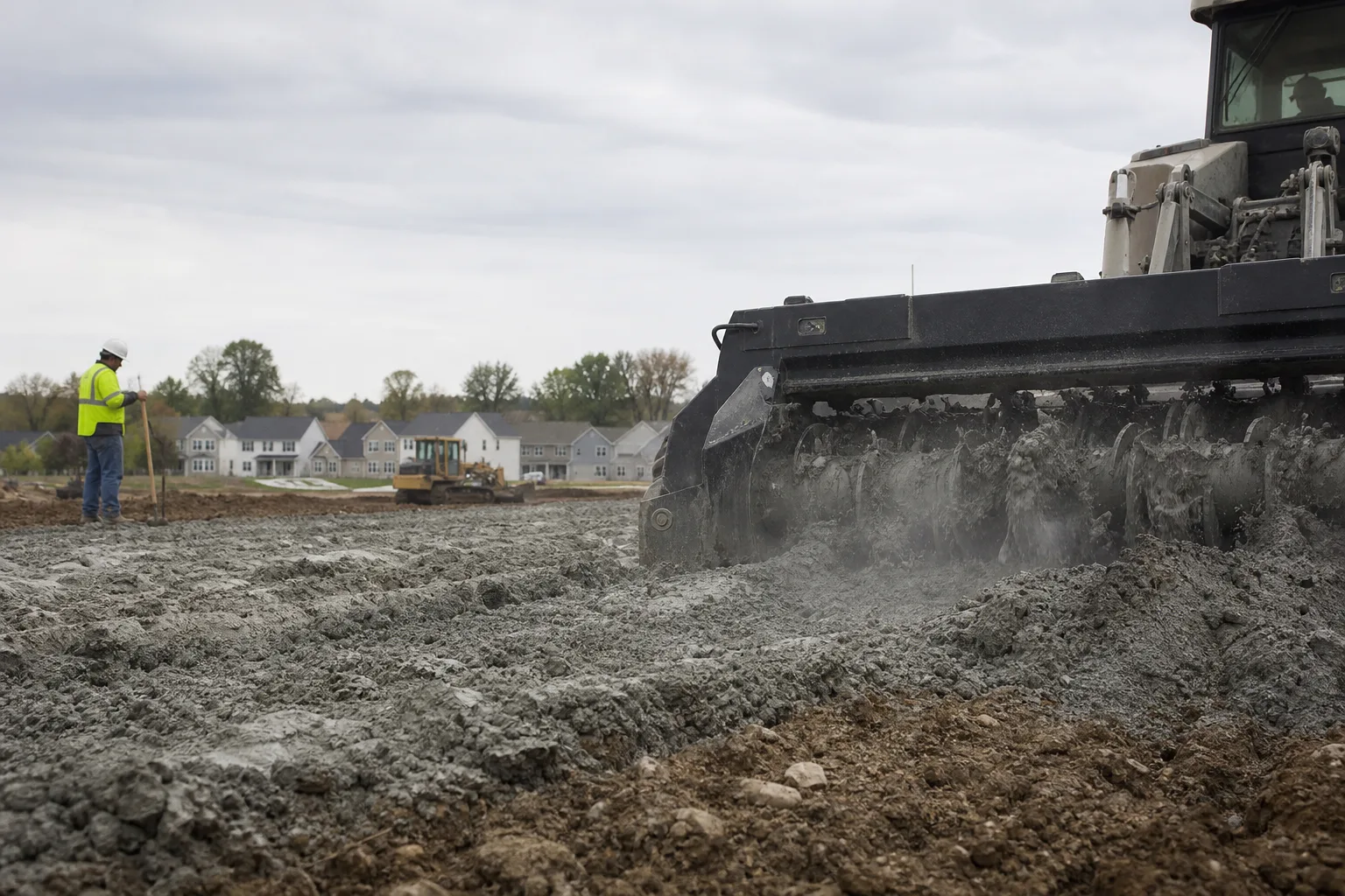Soil stabilization during the Masterson Station court build