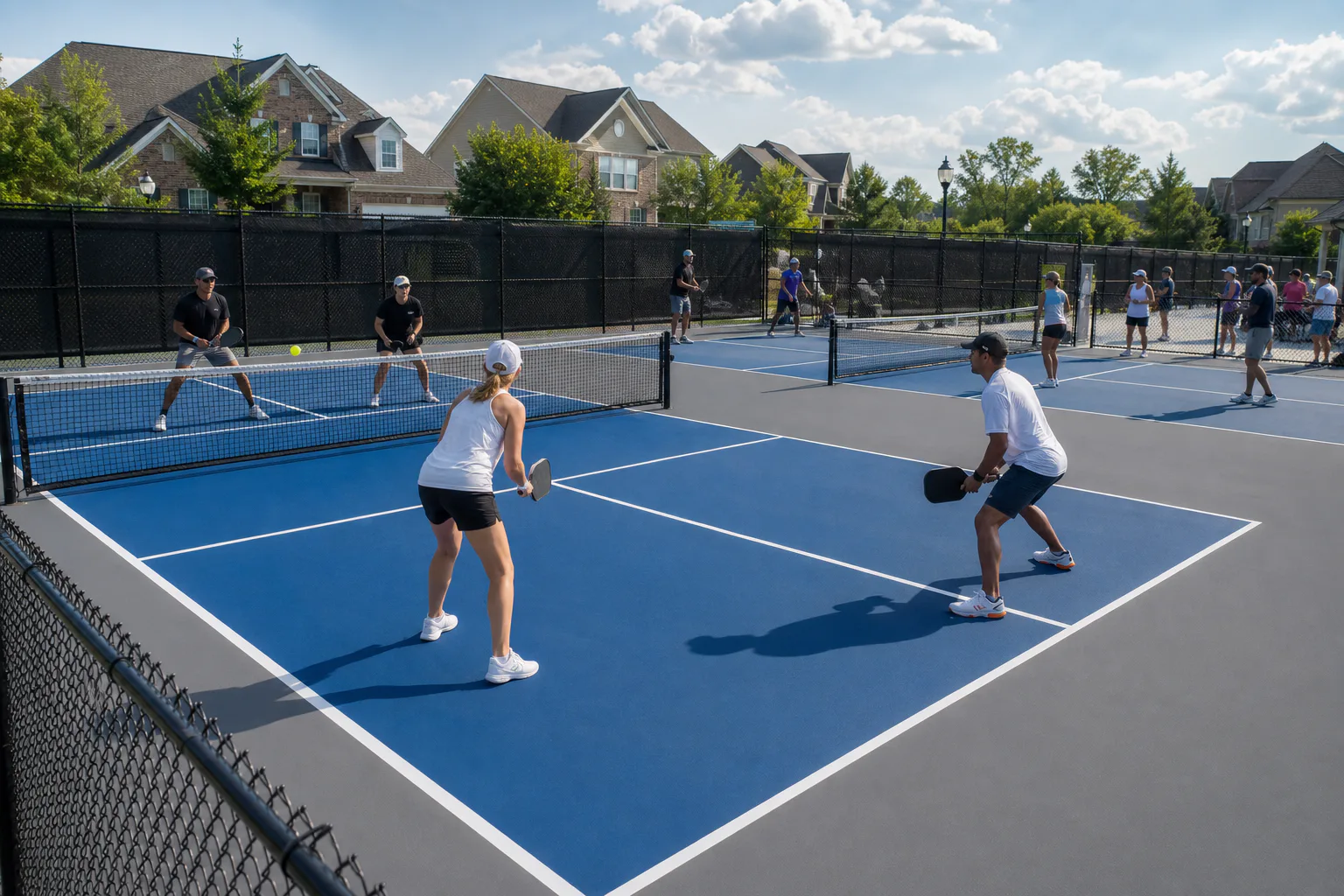 Residents playing on the completed Masterson Station pickleball courts