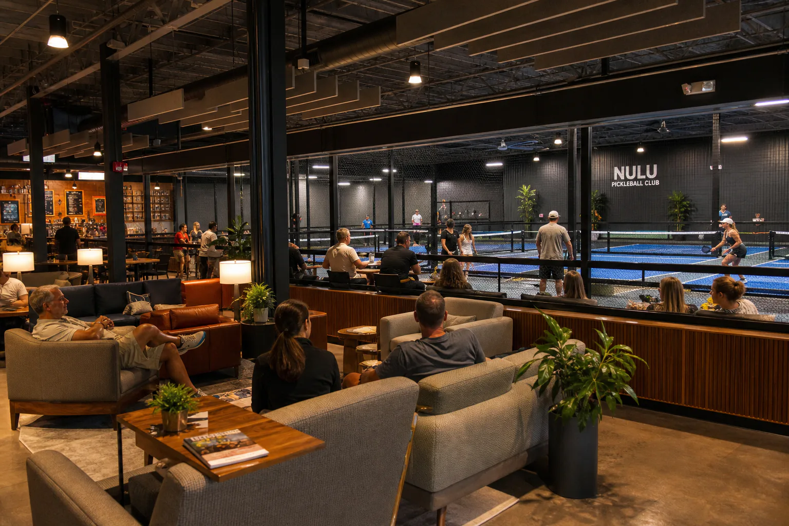 Viewing lounge overlooking the completed NuLu indoor courts
