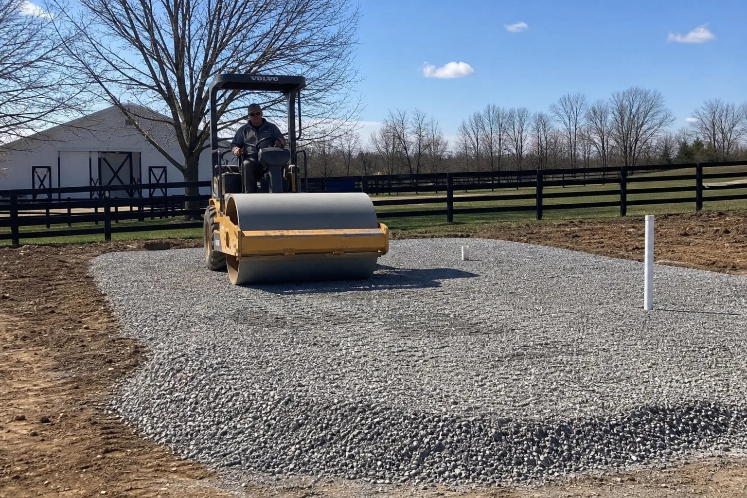 Aggregate-base compaction beneath the farm pickleball court